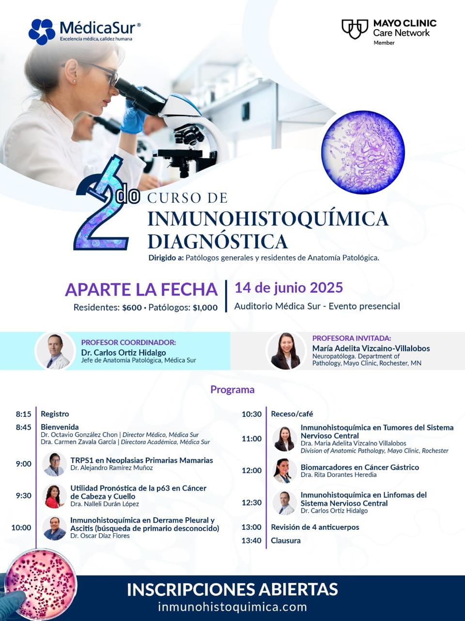 Curso de Inmunohistoquímica Diagnóstica - Médica Sur y Mayo Clinic